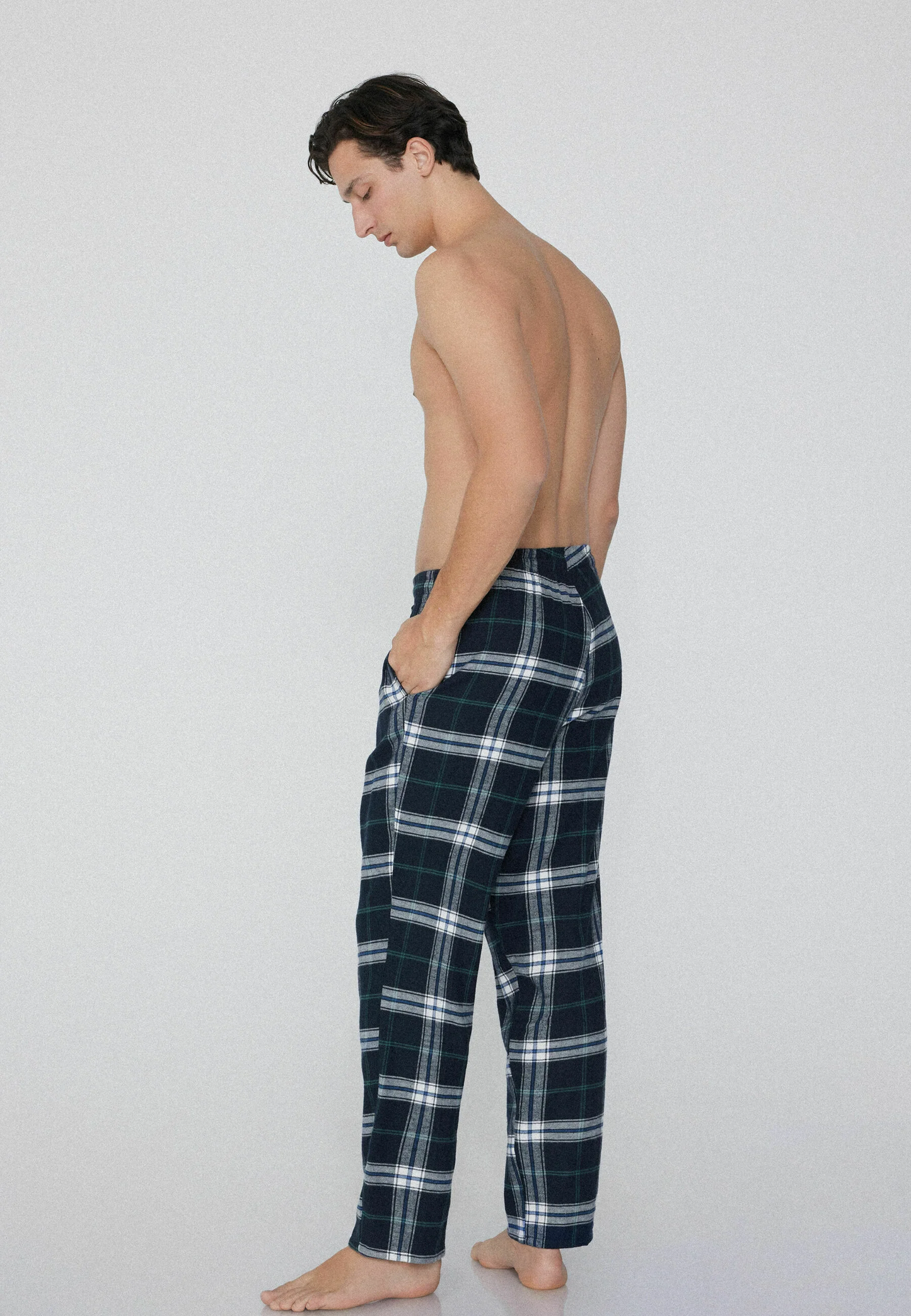 Pyjama bottoms - blau y stampa tartan blu verde (Unisex)